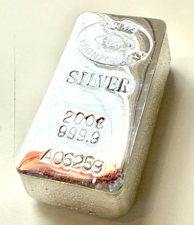 【2時間限定出品】井嶋貴金属 精錬銀 純銀 笹吹き 452g 貴金属 買取 荒川区 |井島貴金属精錬 純銀インゴット200gを高価
