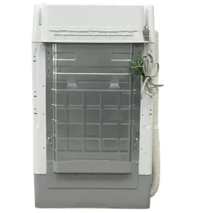 日立 BW-V90Eの背面と給排水ホース