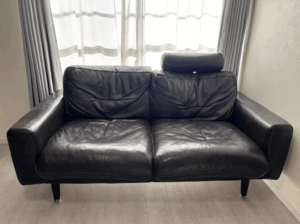 ケユカ ソファ ｜東京都江戸川区まで出張買取で家具[KEYUCA Kurie 2人掛け カウチソファ 総革 レザー]