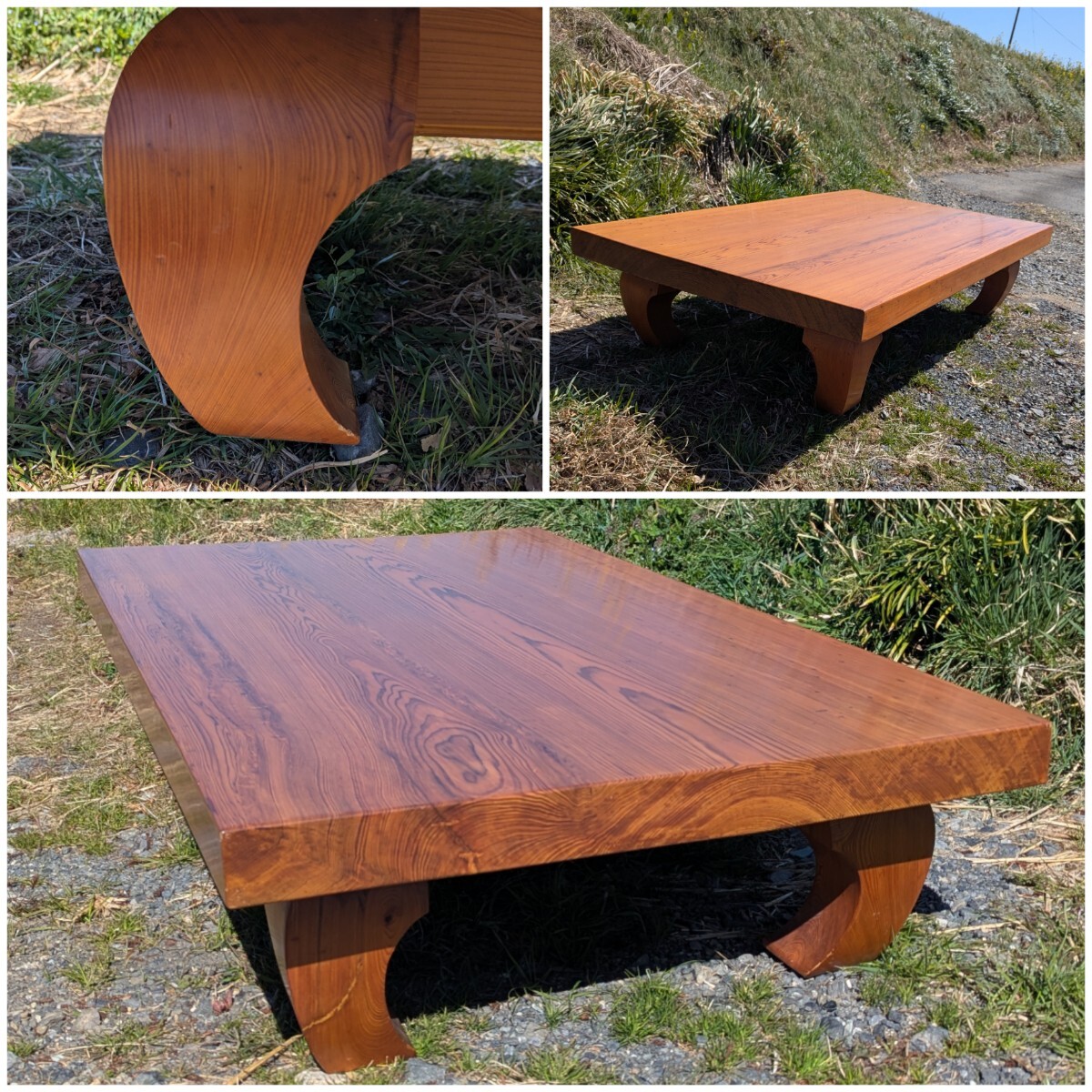 一枚板 買取 ｜東京都中央区まで出張買取で家具[屋久杉座卓　天板厚み8cm 世界遺産　一枚板　 ローテーブル ちゃぶ台 天然木　無垢材　テーブル アンティーク 座卓　和家具　座敷机　]