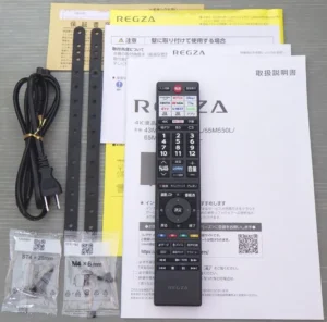 REGZA 55M550Lに付属していたリモコン・転倒防止ベルト・取扱説明書