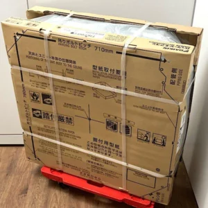 FHCP80FC の梱包箱に記載された据付要領と吊りボルトピッチ