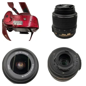 Nikon D5200の底面銘板と18-55mm VRレンズ